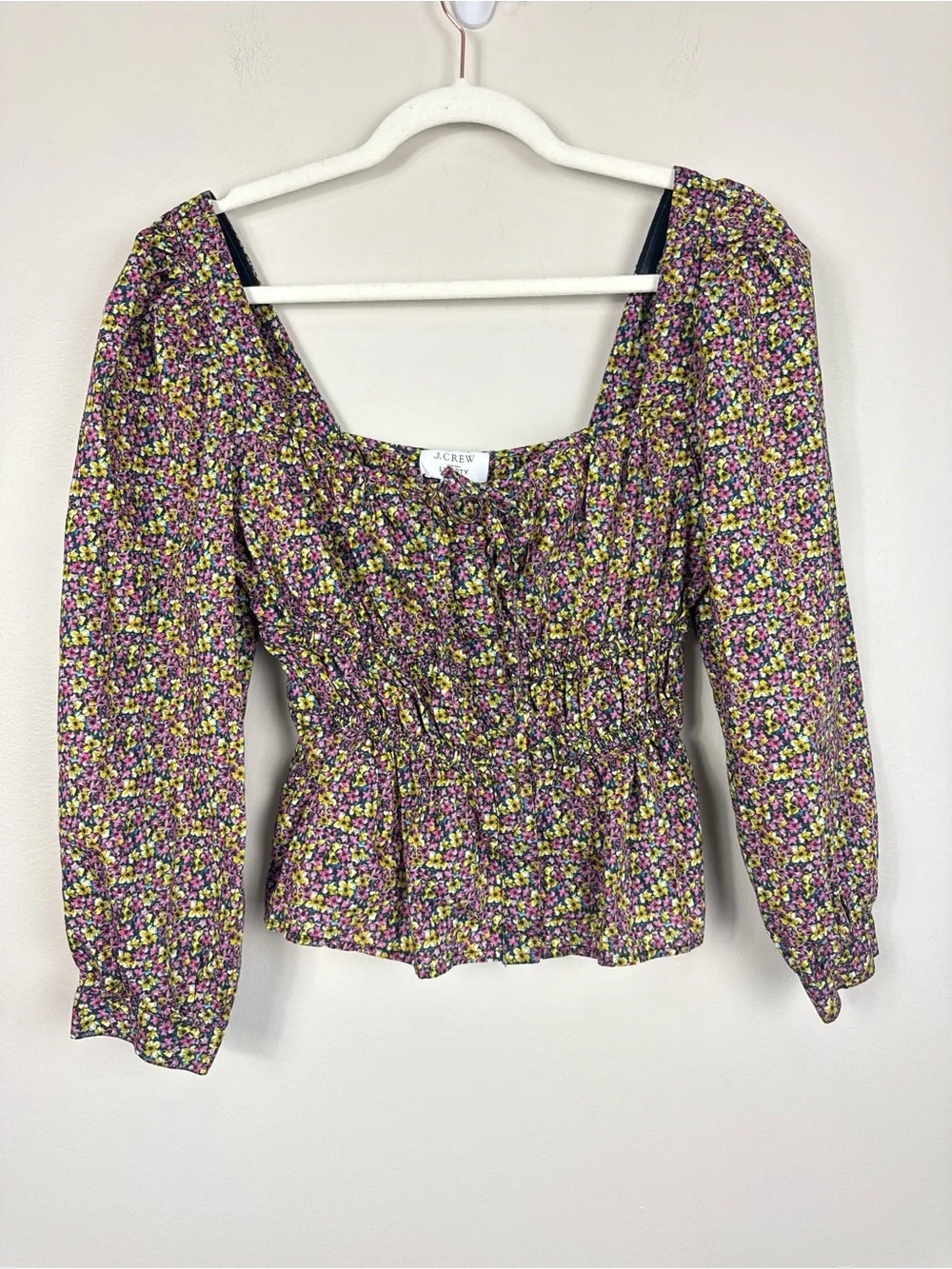 J Crew Purple Liberty Floral Square-Neck Smocked Peplum Top 4 Busy Izzy Purple